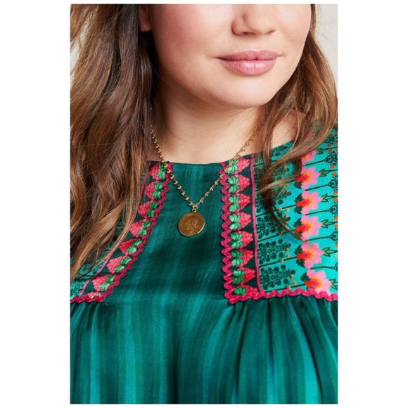 NWOT Anthropologie Siddhartha Bansal Lahiri Blouse in Green Motif Size Small - Picture 5 of 16